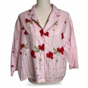 Neiman Marcus & Josie Pink Top with Red Roses and LadyBug Details